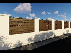 Clôture pour Maison Bois Design Moderne Poteaux Beton GA07 - video modèle de clôture thumbnail