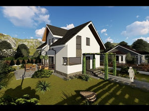 Maison Ossature Métallique Modern 190m2 Avec Balcon 186-058 - video facade moderne maison thumbnail