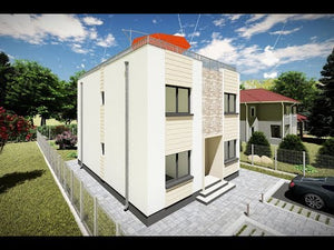 Grande Maison Ossature Metallique à 2 Étages Toit Plat 081 - video façade maison thumbnail
