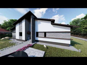 Maison Ossature Métallique Moderne 140 m2 Plain Pied 144-046 - video façade maison pierre thumbnail