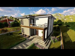 Maison Ossature Métallique Avec Toit Terrasse 200 m2 211-034 - video maison extérieur thumbnail