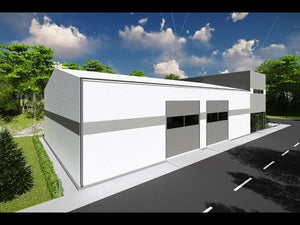 Construction Hangar Metallique Industriel de 2 Niveaux 002 - video modèle de hangar thumbnail