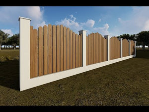 Clôture Maison Planche Bois Verticale et Poteaux Béton GA11 - video modèle de clôture thumbnail