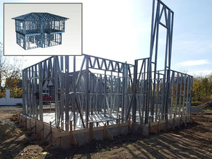 Projet de maison de 155 mètres carrés, montage de la structure au rez-de-chaussée thumbnail