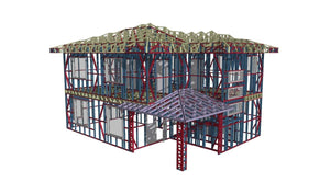 Montage de l'étage pour un projet de maison avec une structure métallique légère à rez-de-chaussée et étage thumbnail