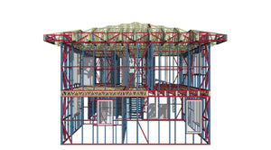 Montage de l'étage pour un projet de maison avec une structure métallique légère à rez-de-chaussée et étage thumbnail