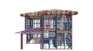 Montage de l'étage pour un projet de maison avec une structure métallique légère à rez-de-chaussée et étage thumbnail