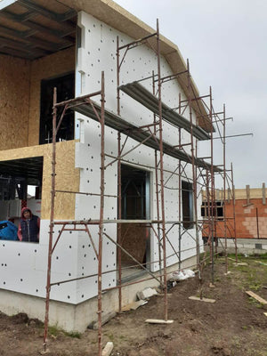 Projet de maison rez-de-chaussée et étage installation de polystyrène expansé spongieux EPS 80 thumbnail