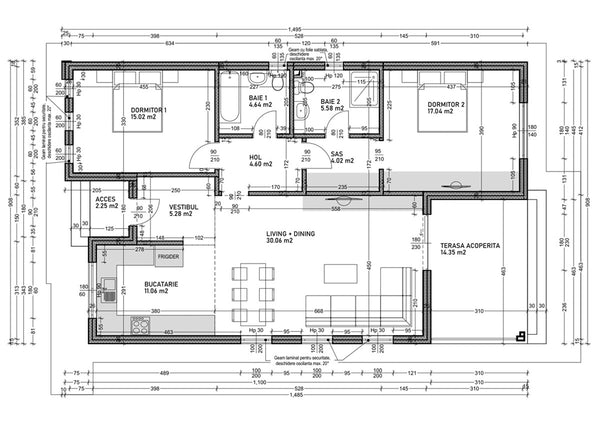 Proiect de arhitectura casa parter pe structura metalica in Snagov