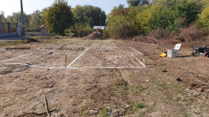 Projet de maison métallique de 155 mètres carrés, étape de traçage des fondations thumbnail