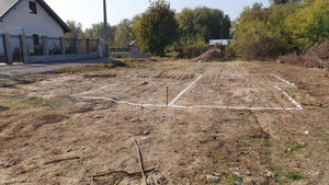 Projet de maison métallique de 155 mètres carrés, étape de traçage des fondations thumbnail