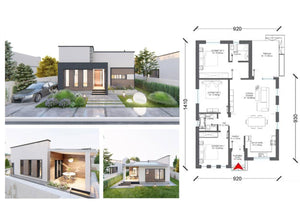 Revêtement extérieur en fibrociment pour des maisons sur une structure métallique de 122 mètres carrés thumbnail
