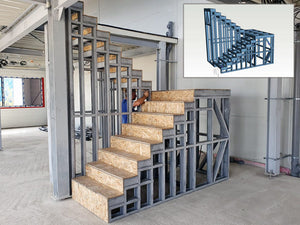 Conception et installation d'un escalier métallique à deux rampes avec un palier thumbnail