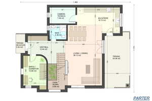 Projet de Maison Ossature Métallique 5 chambres 300m2 ID 117 - plan du rez-de-chaussée thumbnail