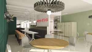 Création d'un design intérieur pour une salle à manger dans un immeuble de bureaux thumbnail