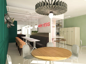 Création d'un design intérieur pour une salle à manger dans un immeuble de bureaux thumbnail