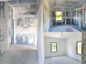 Ponçage, préparation et application d'une couche d'apprêt pour une maison métallique de plain-pied thumbnail