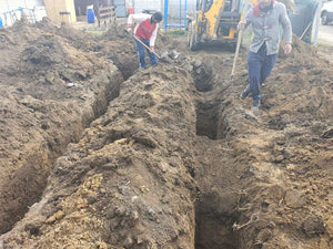 Traçage et excavation de la fondation pour une maison en structure métallique de 134 mètres carrés thumbnail