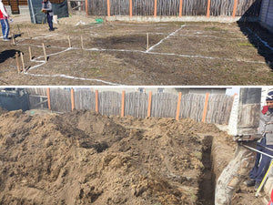 Traçage et excavation de la fondation pour une maison en structure métallique de 134 mètres carrés thumbnail