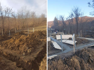 Couler du béton dans la semelle de fondation pour un projet de pension agrotouristique thumbnail
