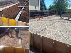 Remplir et compacter les espaces intérieurs entre les poutres de fondation de la maison thumbnail