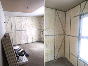 Remplir les murs intérieurs avec de la cellulose pour une pension au rez-de-chaussée thumbnail