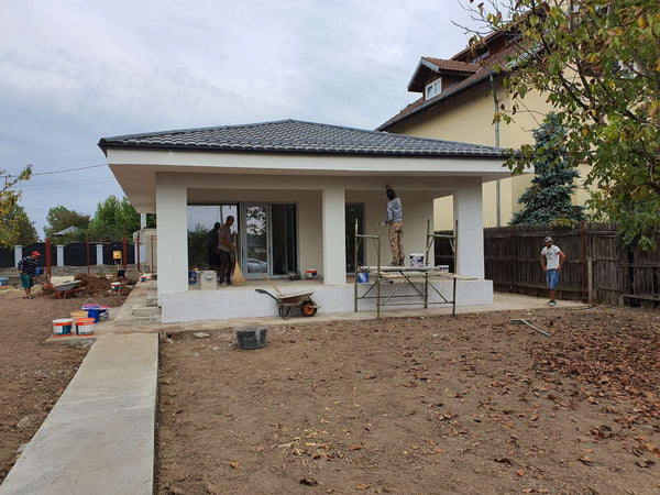 Umplutura pamant compactat si aleie pietonala casa metalica