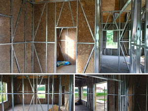 Remplir les murs avec de la laine minérale pour une construction de maison métallique thumbnail